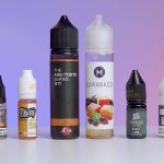 Photo showing the best tobacco vape juices on a table.