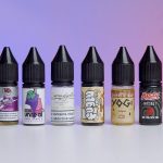 photo showing all the best nic salt vape juices on a table.