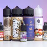 Photo with the best vape juice flavours in 2023 on a desk