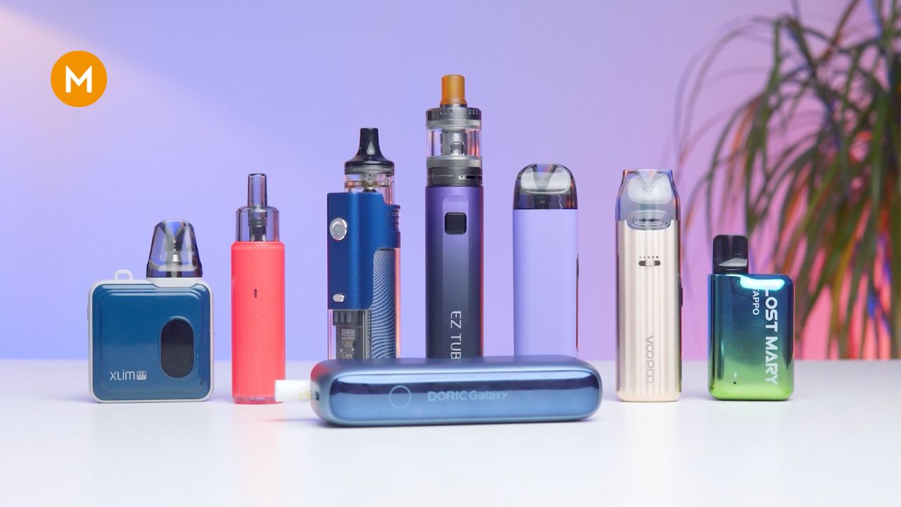 different MTL vape kits from different brands on a table for a review