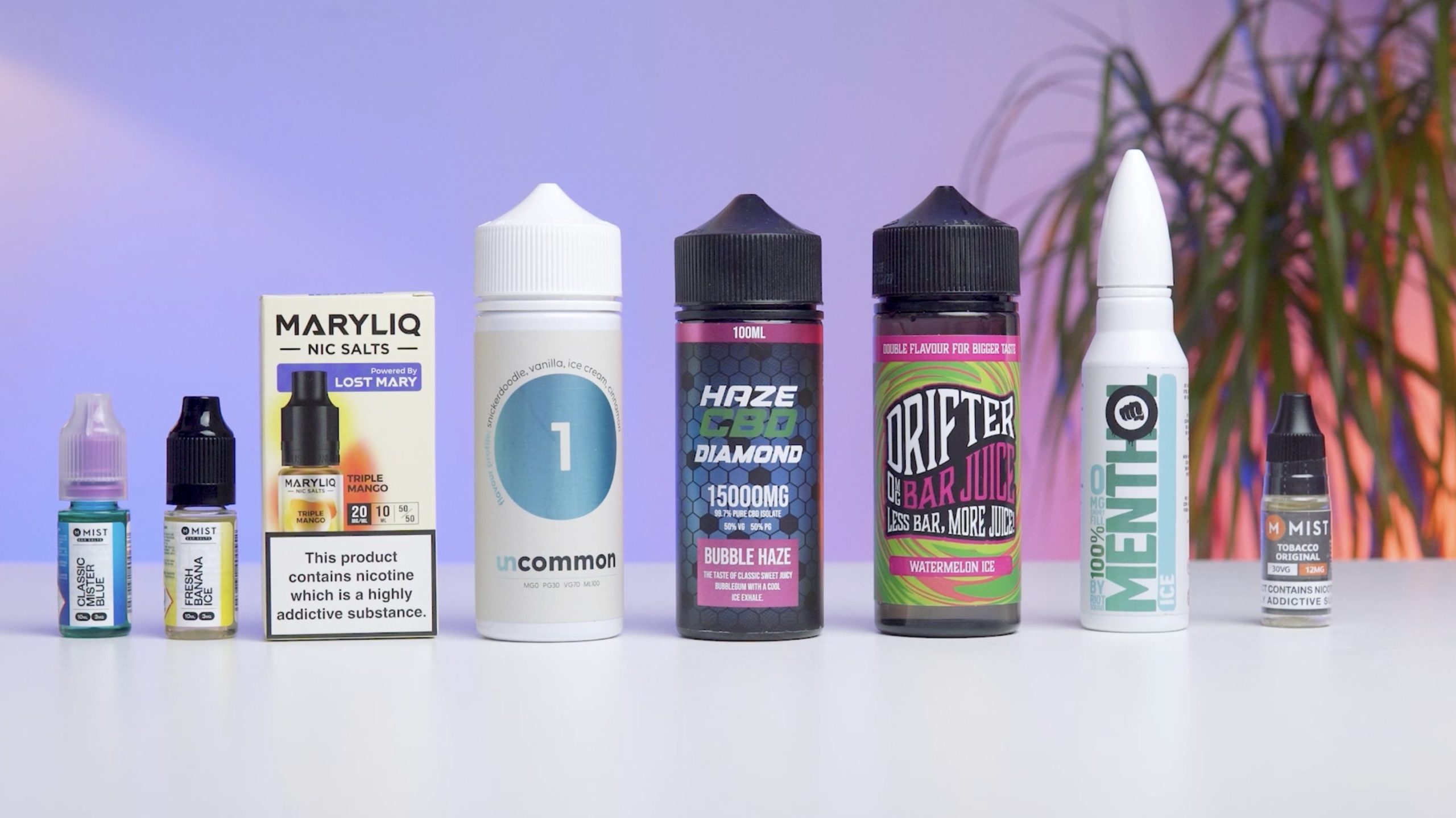 Photo of all the best cheap eliquids on a table