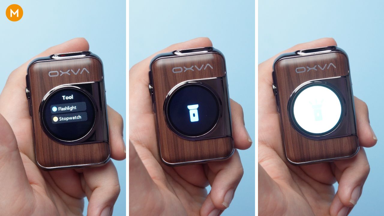 Photo collage showing XLIM SQ PRO 2's flashlight