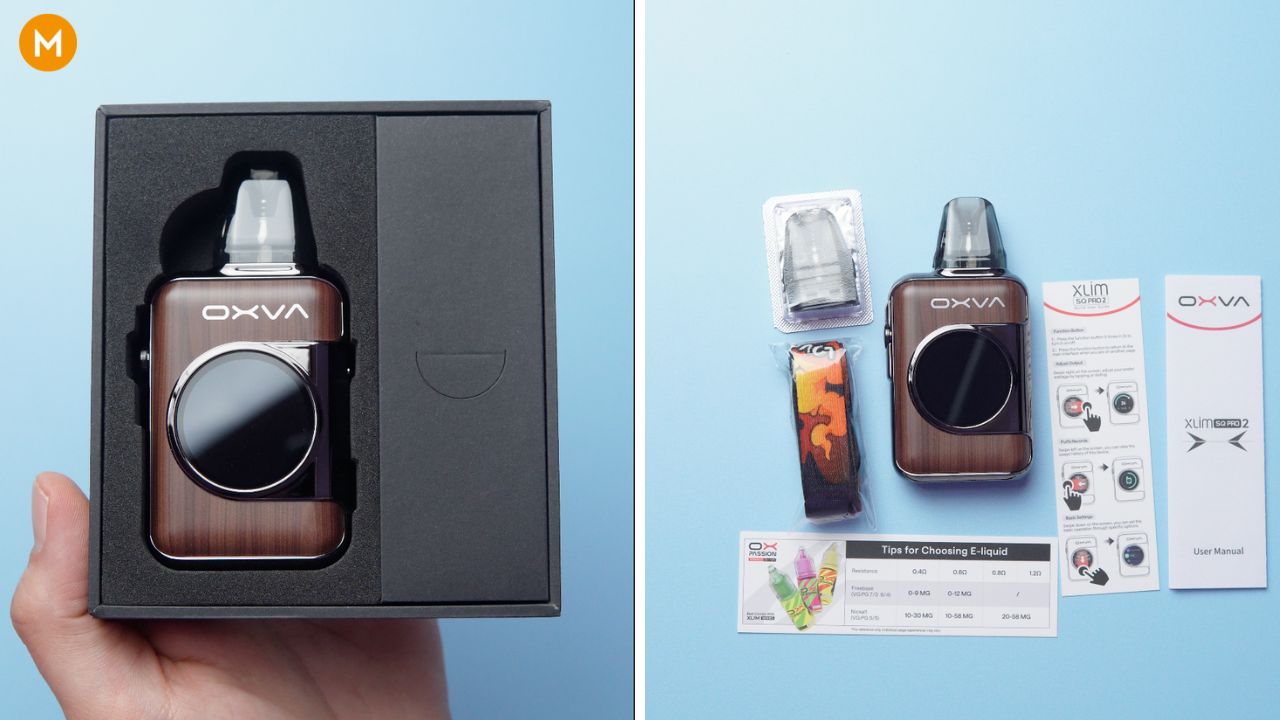 Photo showing the contents of the XLIM SQ PRO 2 by OXVA