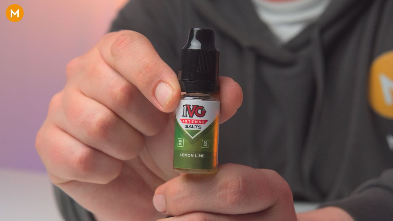 Aiden holding a bottle of IVG Intense Salts lemon lime