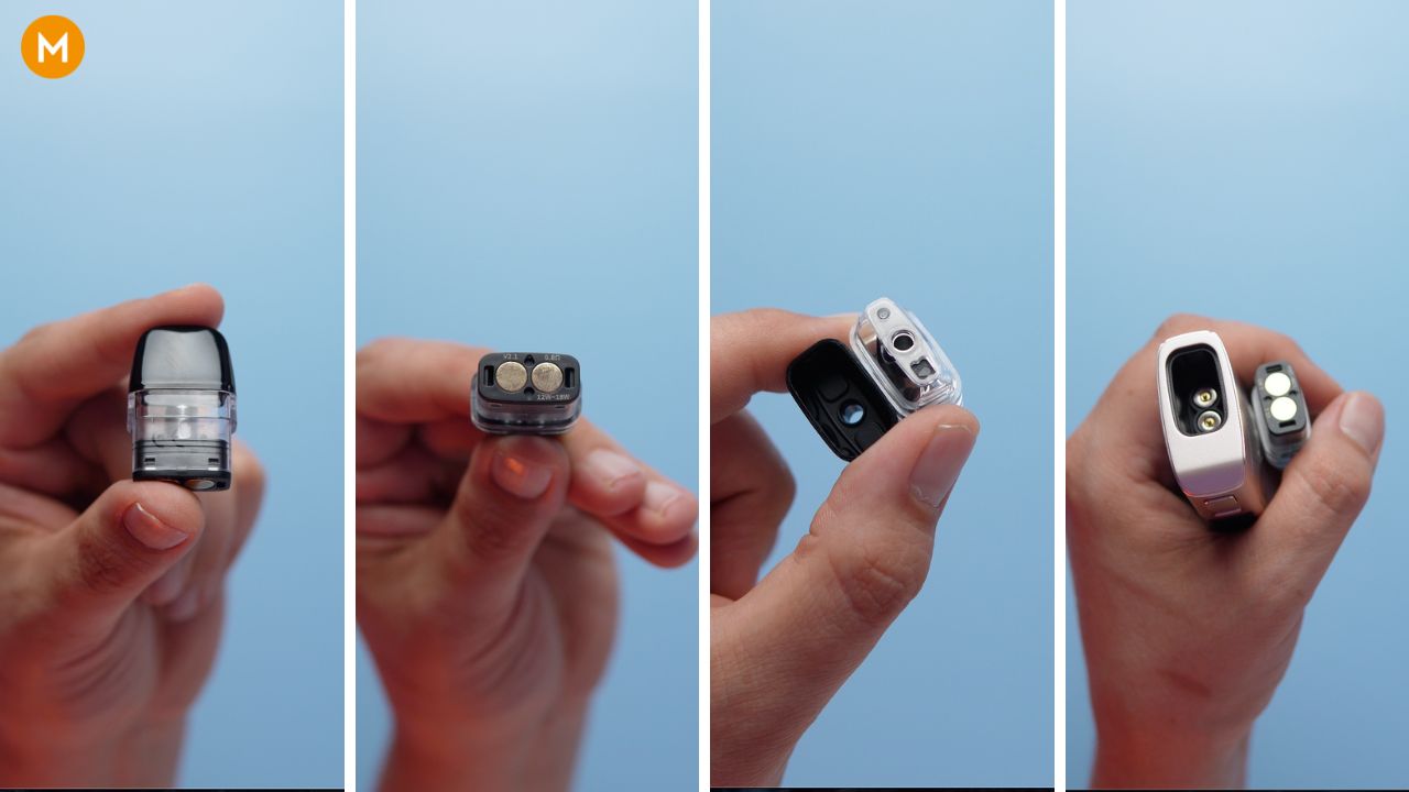 Photo collage showing the pods of the Geekvape Digi Q Vista