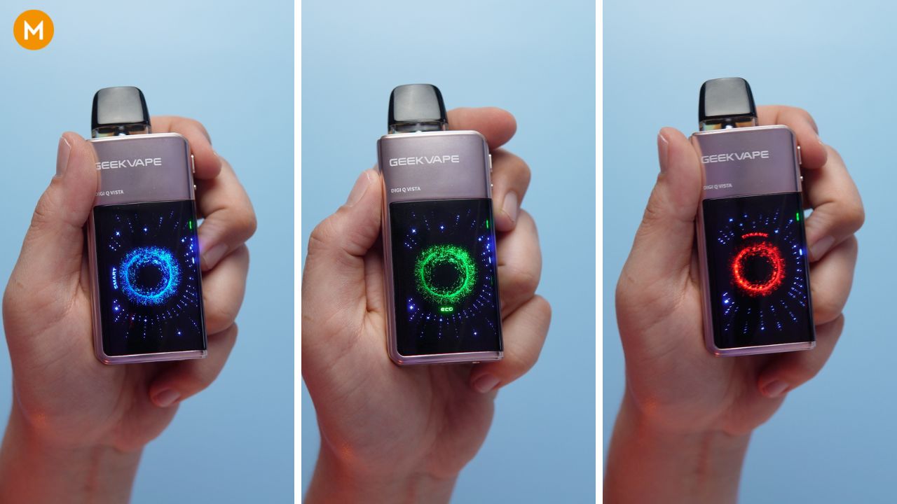 Photo collage showing the user modes of the Geekvape Digi Q Vista