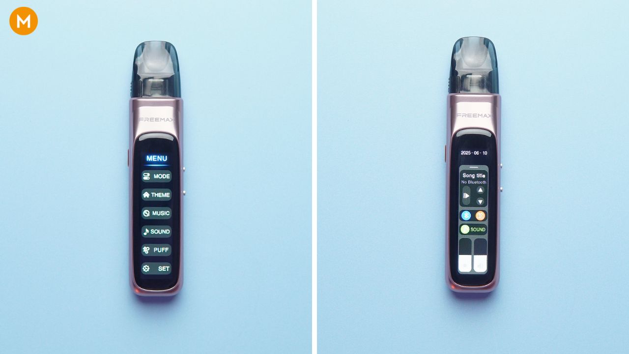 Photo collage showing the menu options in the FreeMax Rexa Pro.