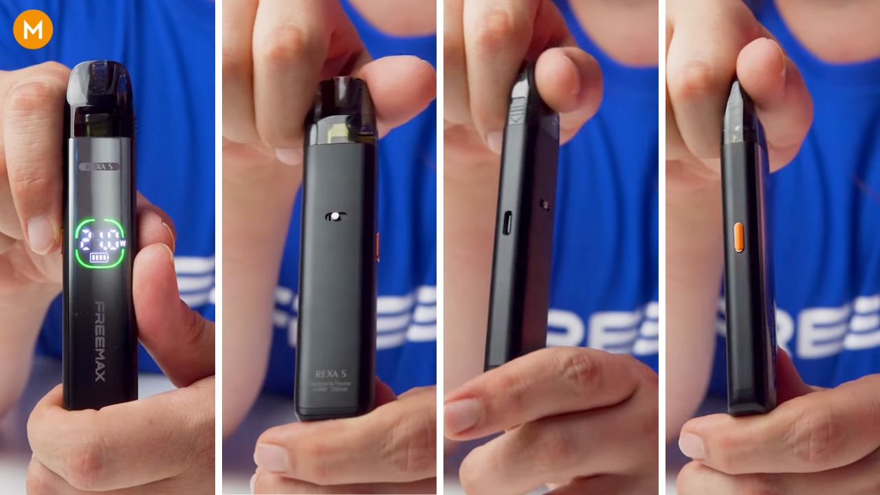 Photo collage showing the build quality and design of the FreeMax Rexa S