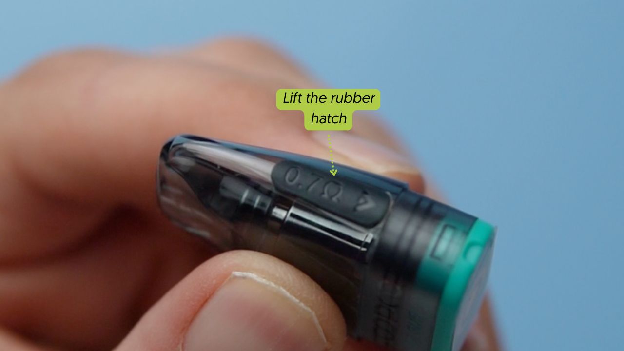 Photo showing where to find the refill port of a pod vape