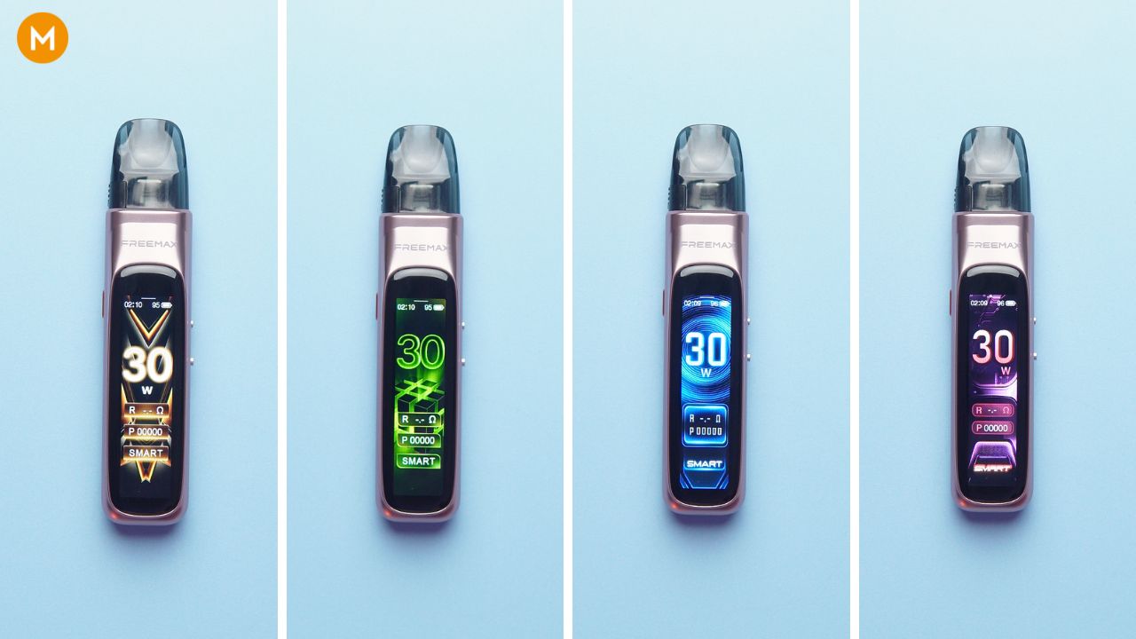 Photo collage showing the different theme colors of the FreeMax Rexa Pro
