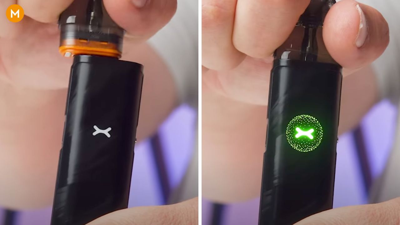 Photo collage showing how the battery indicator lights up on the XLIM Go 2