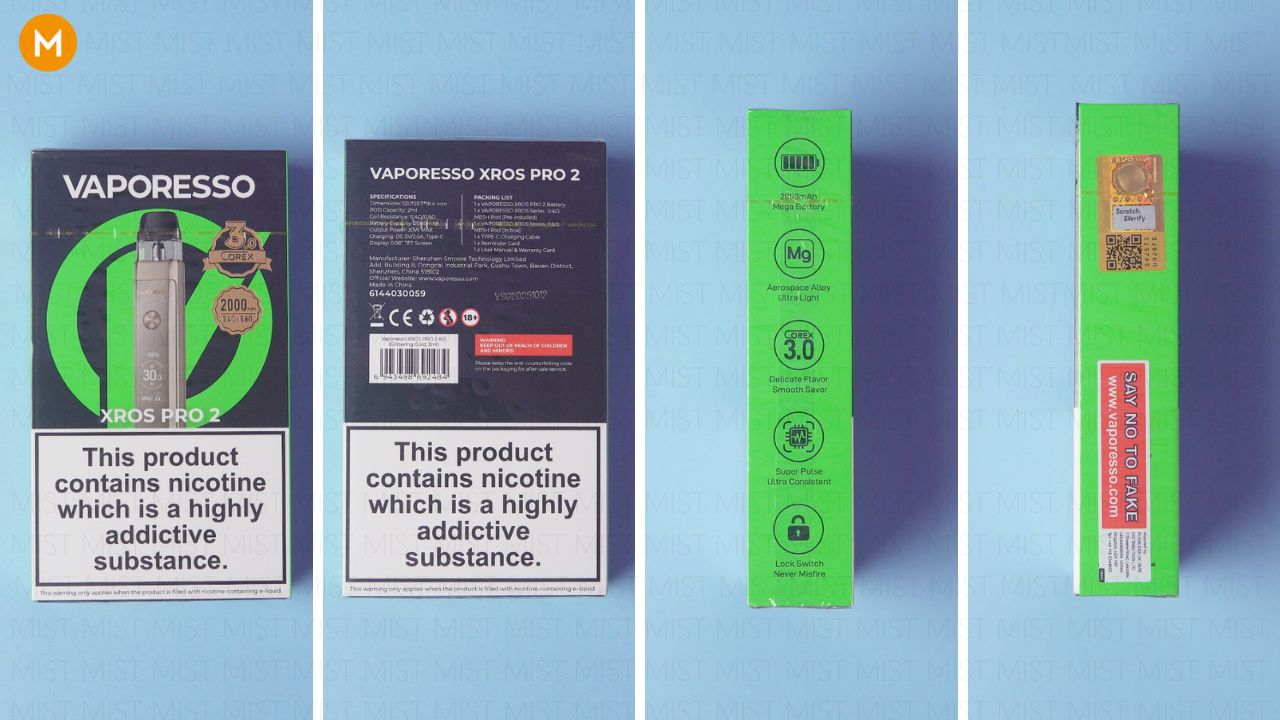 Photo showing the packaging of the Vaporesso XROS Pro 2