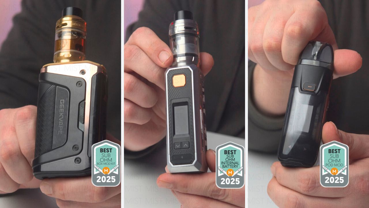 Photo showing all the winners of the best sub ohm vapes category