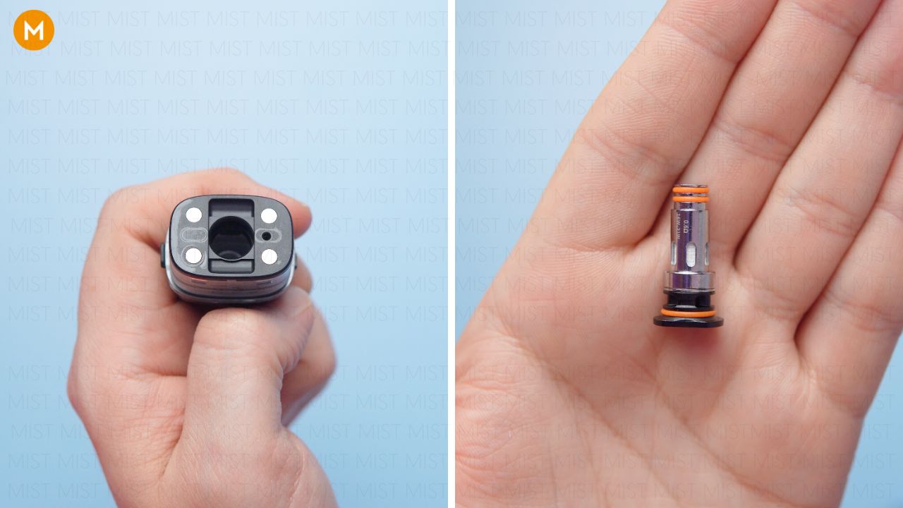 Photo showing where to put a vape coil inside a pod tank