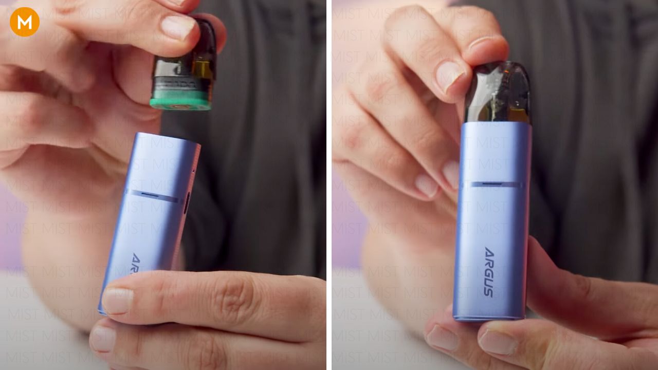 Photo showing how to put pod tank in a vape
