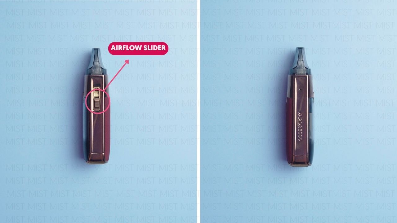 Photo showing the sides of the airflow slider of the Vaporesso LUXE XR MAX 2