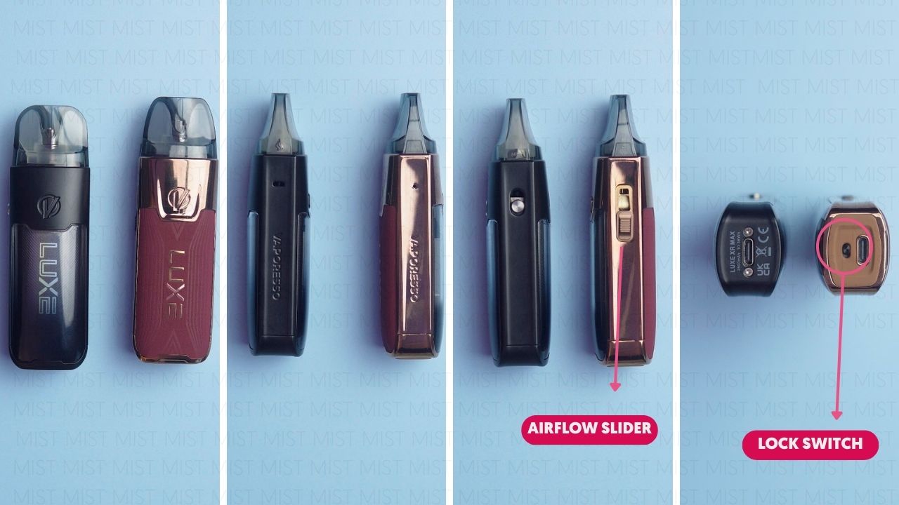 Photo showing the other differences of the LUXE XR MAX vs LUXE XR MAX 2