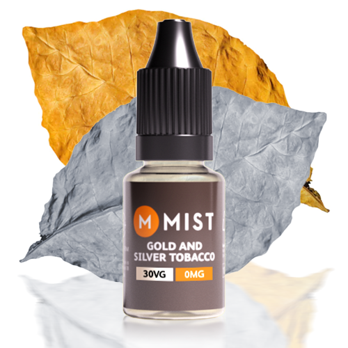 Gold &amp; Silver Tobacco E Liquid 10ml — 30PG/70VG (Extra Vapour) / NONE 0mg